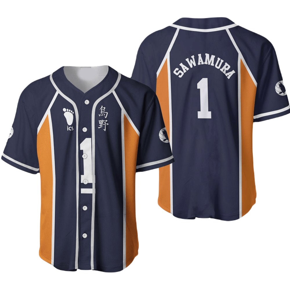 Haikyuu Baseball Jersey Daichi Sawamura Number 1 Haikyuu Jersey Shirt Black Orange Unisex Adult New Release