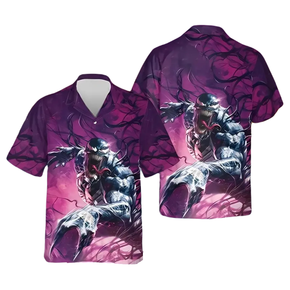 Venom Hawaii Shirt DN Venom Monster Character Graphic Hawaiian Shirt Purple Unisex