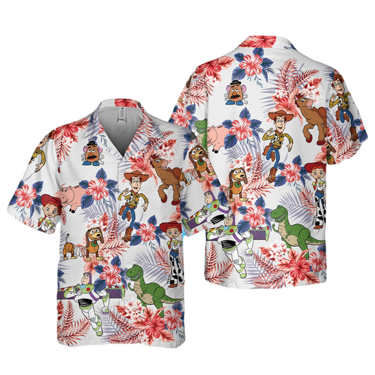 Toy Story Hawaii Shirt DN Toy Story Characters Hibiscus Flowers Hawaiian Shirt Colorful Unisex