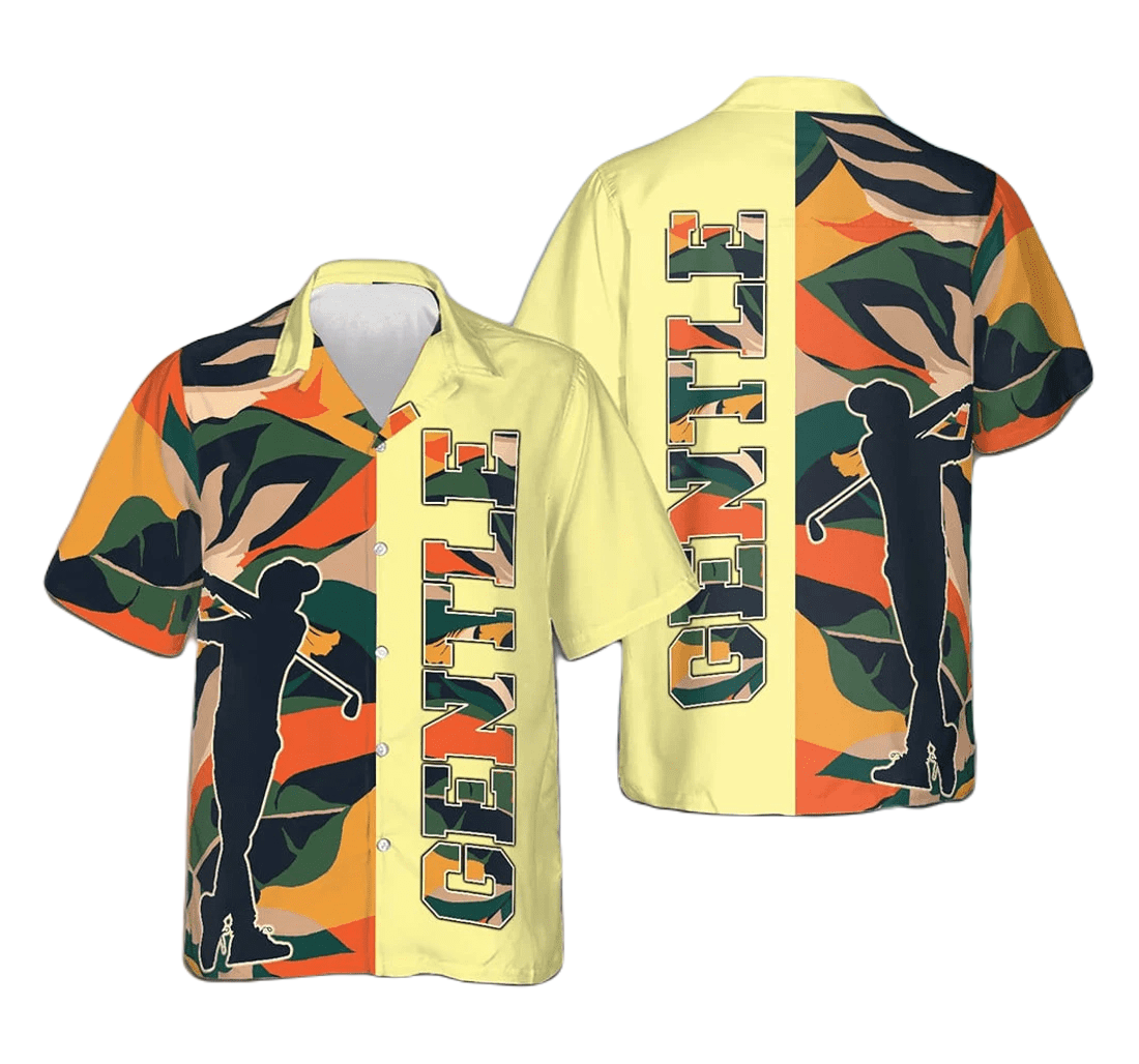 Golf Hawaii Shirt Gentle Golfer Silhouette Graphic Hawaiian Shirt Colorful Unisex