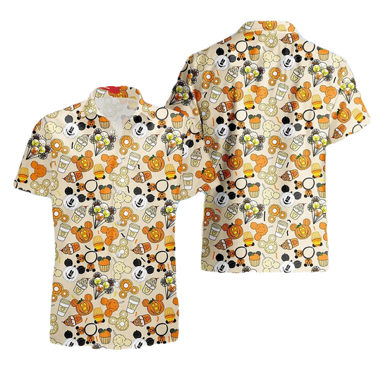 DN Hawaii Shirt Halloween DN Snacks Pattern Hawaiian Shirt Orange Unisex