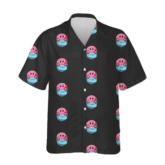 Kirby Hawaii Shirt Cute Kirby In A Pocket Pattern Hawaiian Shirt Black Unisex