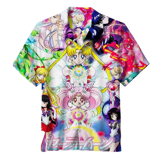 Sailor Moon Hawaii Shirt All Of Sailor Moon Characters Graphic Hawaiian Shirt Colorful Unisex