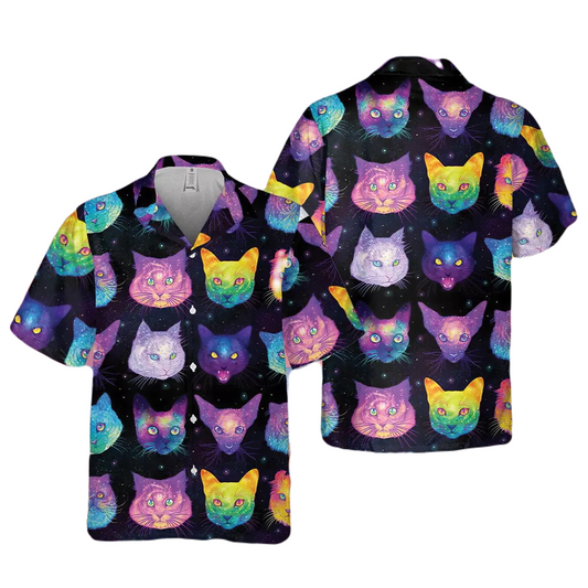 Cat Hawaii Shirt All Types Of Neon Cat Pattern Hawaiian Shirt Colorful Unisex