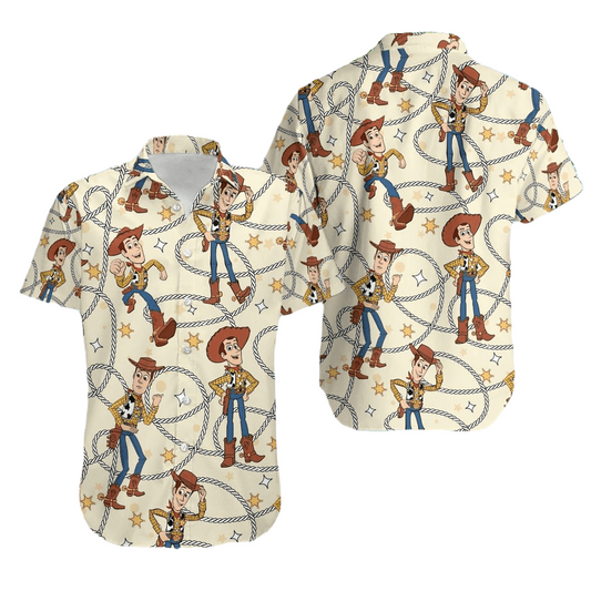 Toy Story Hawaii Shirt DN Toy Story Woody Rope Pattern Hawaiian Shirt Yellow Unisex