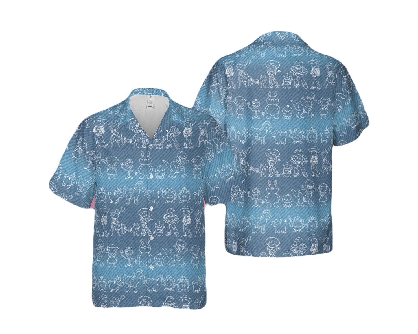 Toy Story Hawaii Shirt DN Toy Story Characters Sketch Pattern Hawaiian Shirt Blue Unisex