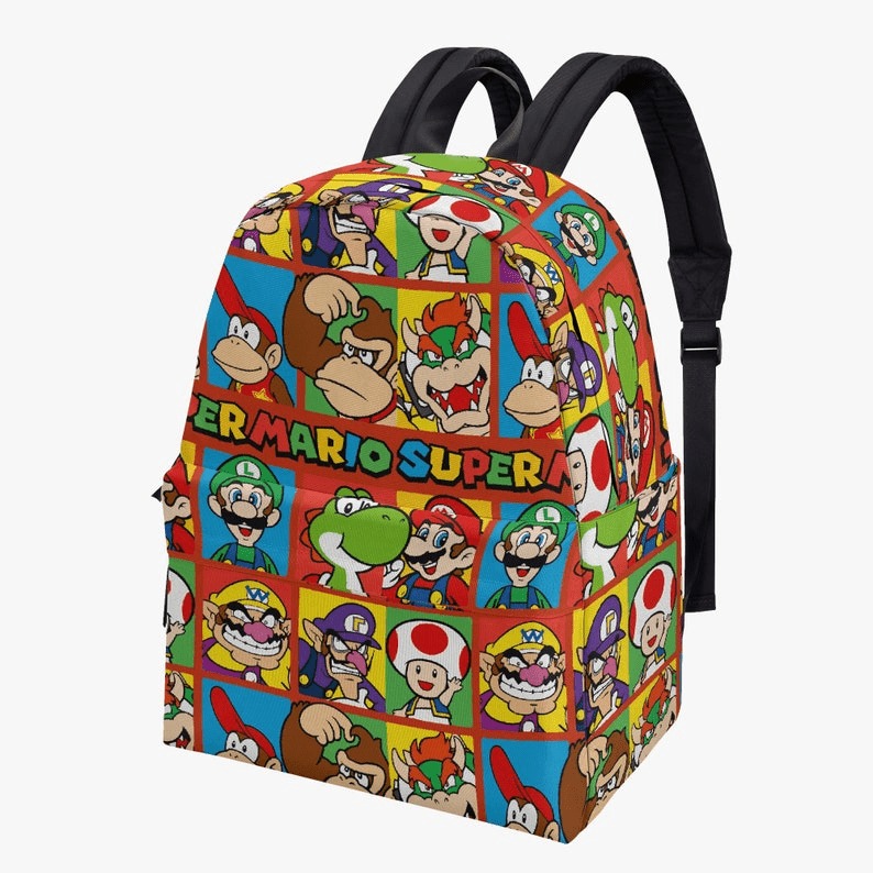 Mario Backpack All Super Mario Characters Pattern Backpacks Colorful