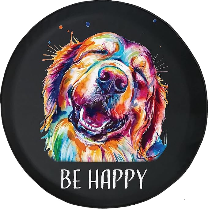 Dog Spare Tire Cover Be Happy Golden Retriever Dog Tire Covers Colorful