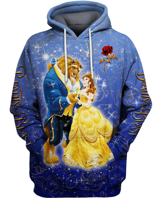 DN Hoodie DN Princess Belle And The Beast Hoodie Blue Unisex