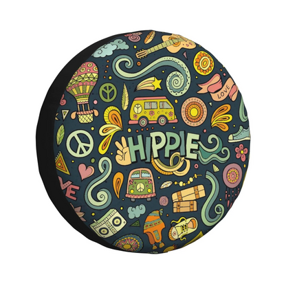 Hippie Spare Tire Cover Hippie Van Peace Sign Pattern Tire Covers Colorful