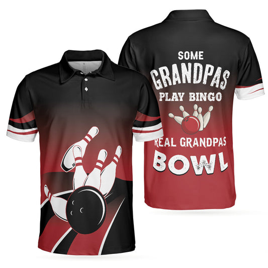 Bowling Polo Shirt Some Grandpas Play Bingo Boys Polo Shirts Black Red