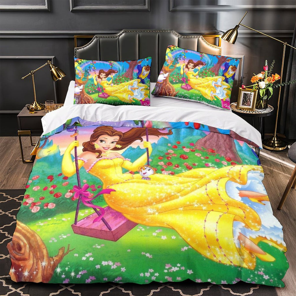 Beauty And The Beast Bedding Set Belle On The Swing In The Garden Duvet Covers Colorful Unique Gift