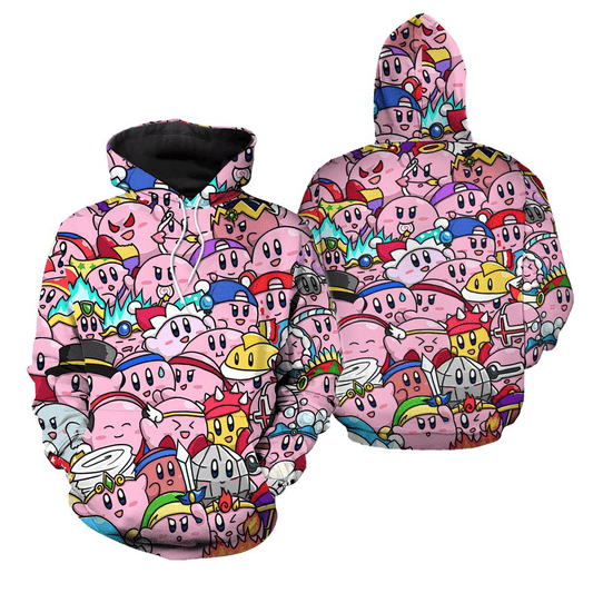 Kirby Hoodie Kirby As Other Characters Pattern Hoodie Colorful Unisex