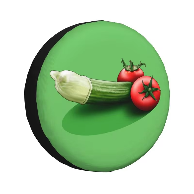 Funny Spare Tire Cover Funny Cucumber Tomato Graphic Tire Covers Green