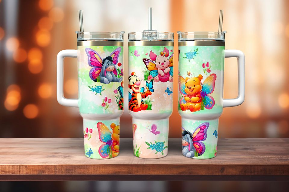 WTP 40 Oz Tumbler WTP Friends With Butterfly Wings Tumbler 40 Oz Colorful