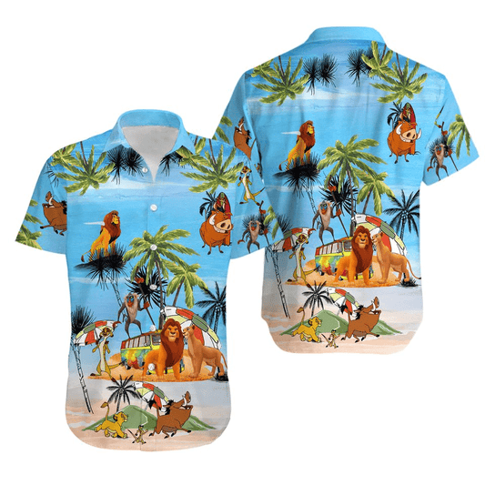 LK Hawaii Shirt DN LK Characters Summer Beach Graphic Hawaiian Shirt Blue Unisex