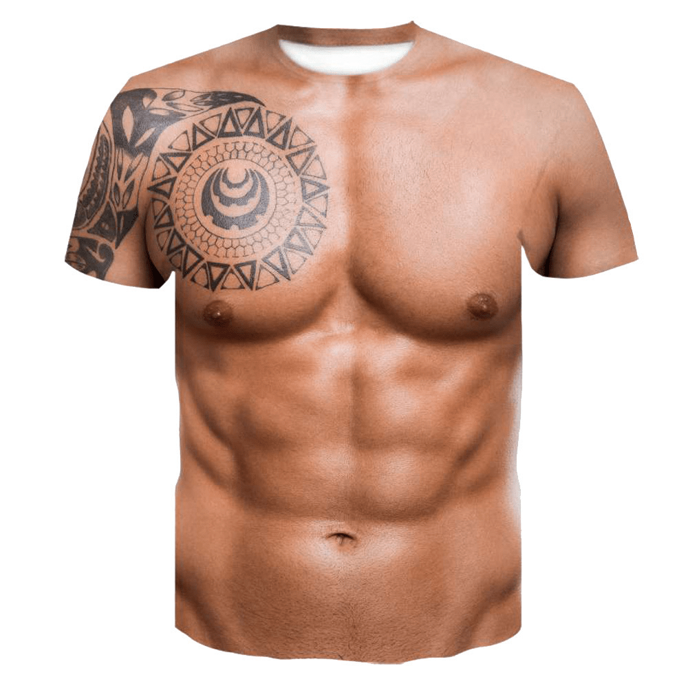 Funny T-shirt Funny Tattooed Chest Muscle Costume T-shirt Unisex