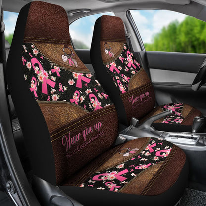 Breast Cancer Car Seat Covers Never Give Up Breast Cancer Awareness Seat Covers Brown