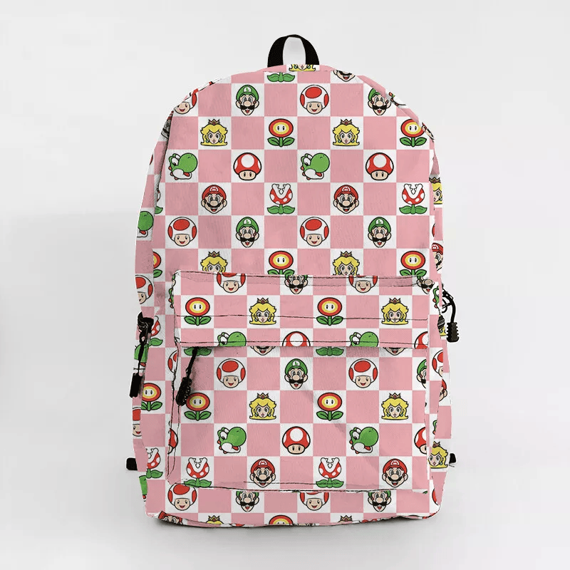 Mario Backpack Princess Peach Luigi Yoshi Pattern Backpacks Pink