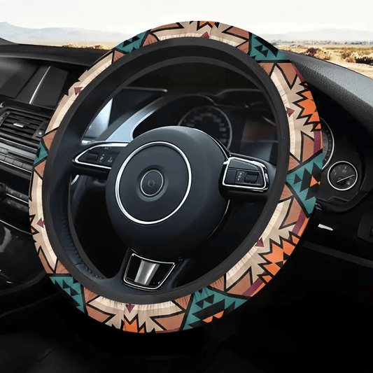 Native American Steering Wheel Cover Bohemian Aztec Native American Pattern Driving Wheel Cover Green Orange