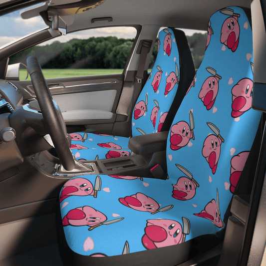 Kirby Car Seat Covers Kirby With Knife Pattern Seat Covers Blue Pink