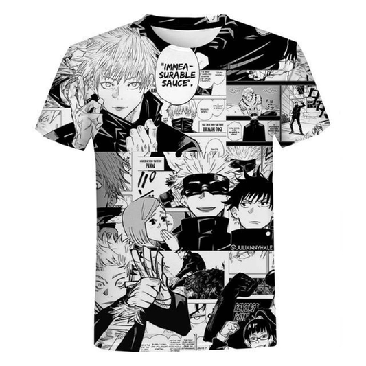 Jujutsu Kaisen T-shirt Jujutsu Kaisen Manga Pattern T-shirt Black White Unisex