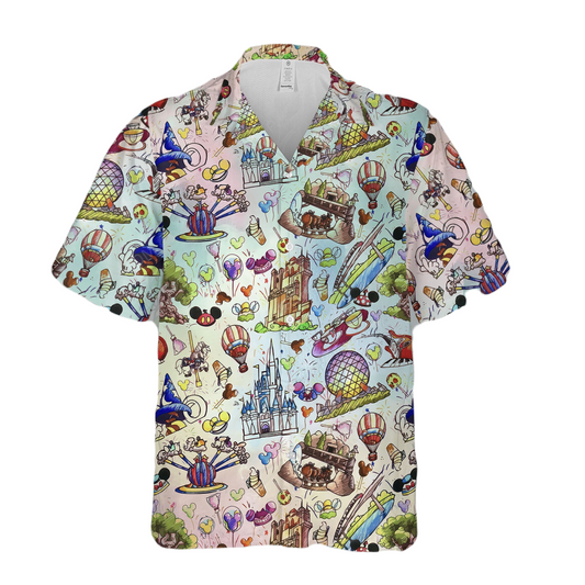 DN Hawaii Shirt DN World Space Mountain Galaxy Hawaiian Shirt Black Unisex