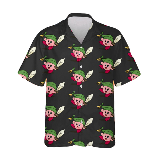 Kirby Hawaii Shirt Kirby As Link Pattern Hawaiian Shirt Black Unisex