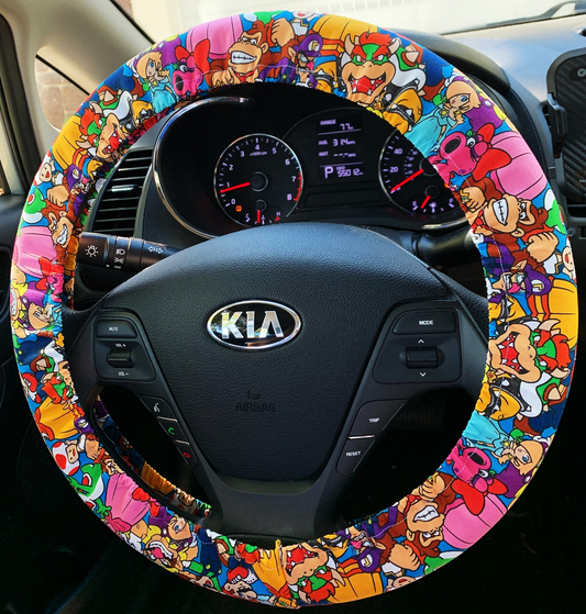 Mario Steering Wheel Cover Mario Bros Princess Peach Donkey Kong Driving Wheel Cover Colorful