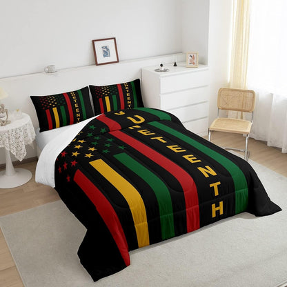 Juneteenth Bedding Set Juneteenth American Flag Star And Stripes Duvet Covers Red Green Unique Gift