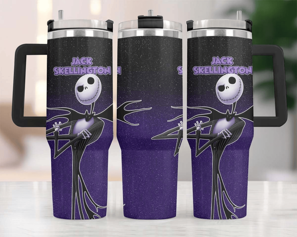 TNBC 40 Oz Tumbler Jack Skellington Graphic Galaxy Tumbler 40 Oz Black Purple