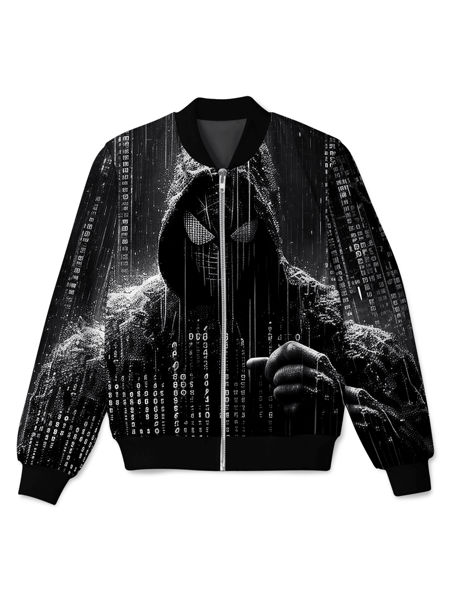 Spiderman Bomber Jacket Hooded Spiderman In Rain Bomber Black Unisex