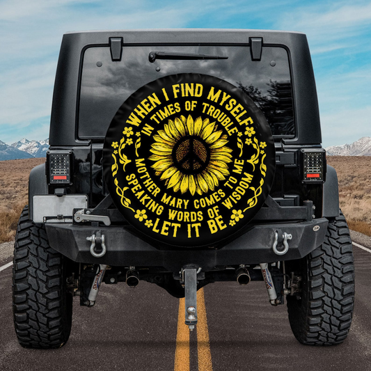 Hippie Spare Tire Cover When I Find Myself In Times Of Trouble Tire Covers Black Yellow