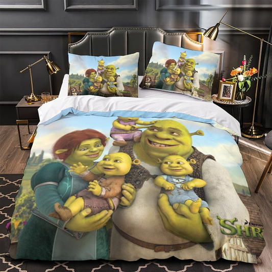 Shrek Bedding Set Shrek And Fiona Characters Graphic Duvet Covers Colorful Unique Gift