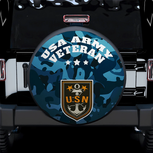 Veteran Spare Tire Cover USN Symbol USA Army Veteran Tire Covers Blue