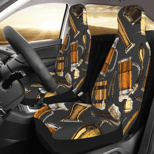 Beer Car Seat Covers Different Beers Glasses Wheat Pattern Seat Covers Black Brown