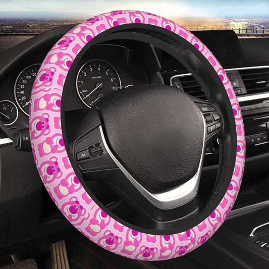 Toy Story Steering Wheel Cover Cute Chibi Lotso Bear Pattern Driving Wheel Cover Pink