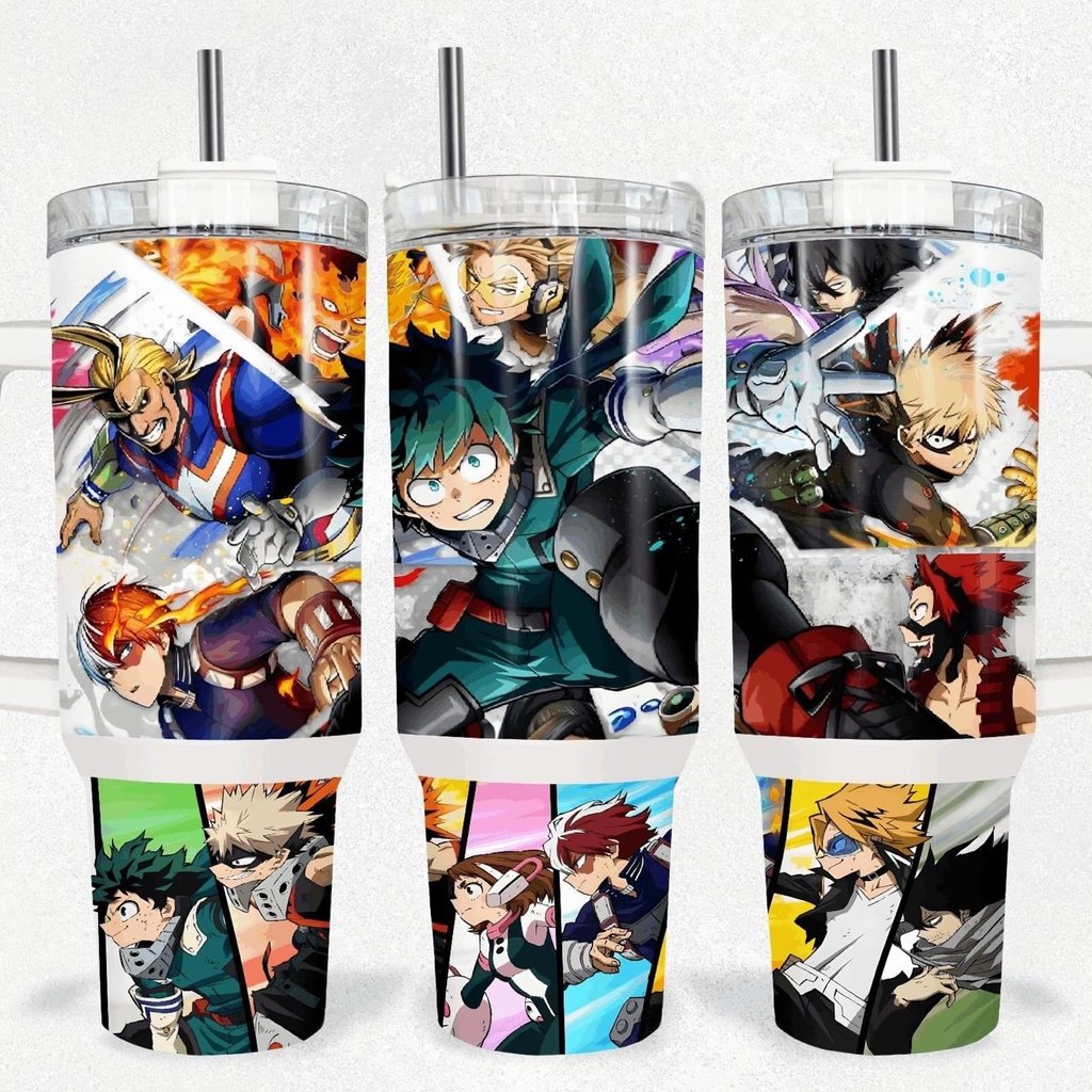 My Hero Academia 40 Oz Tumbler All Heroes Fighting Graphic Tumbler 40 Oz Colorful