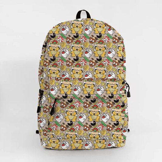 Mario Backpack Bowser Ghost Coin Star Pattern Backpacks Yellow