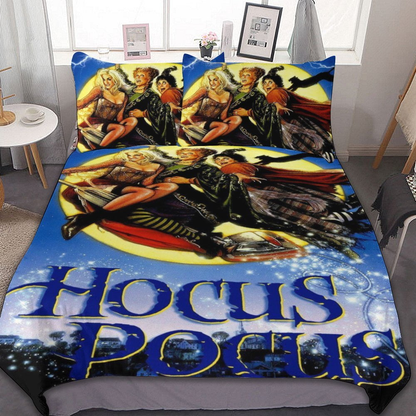 Hocus Pocus Bedding Set Hocus Pocus Sanderson Sisters Flying Duvet Covers Blue Unique Gift