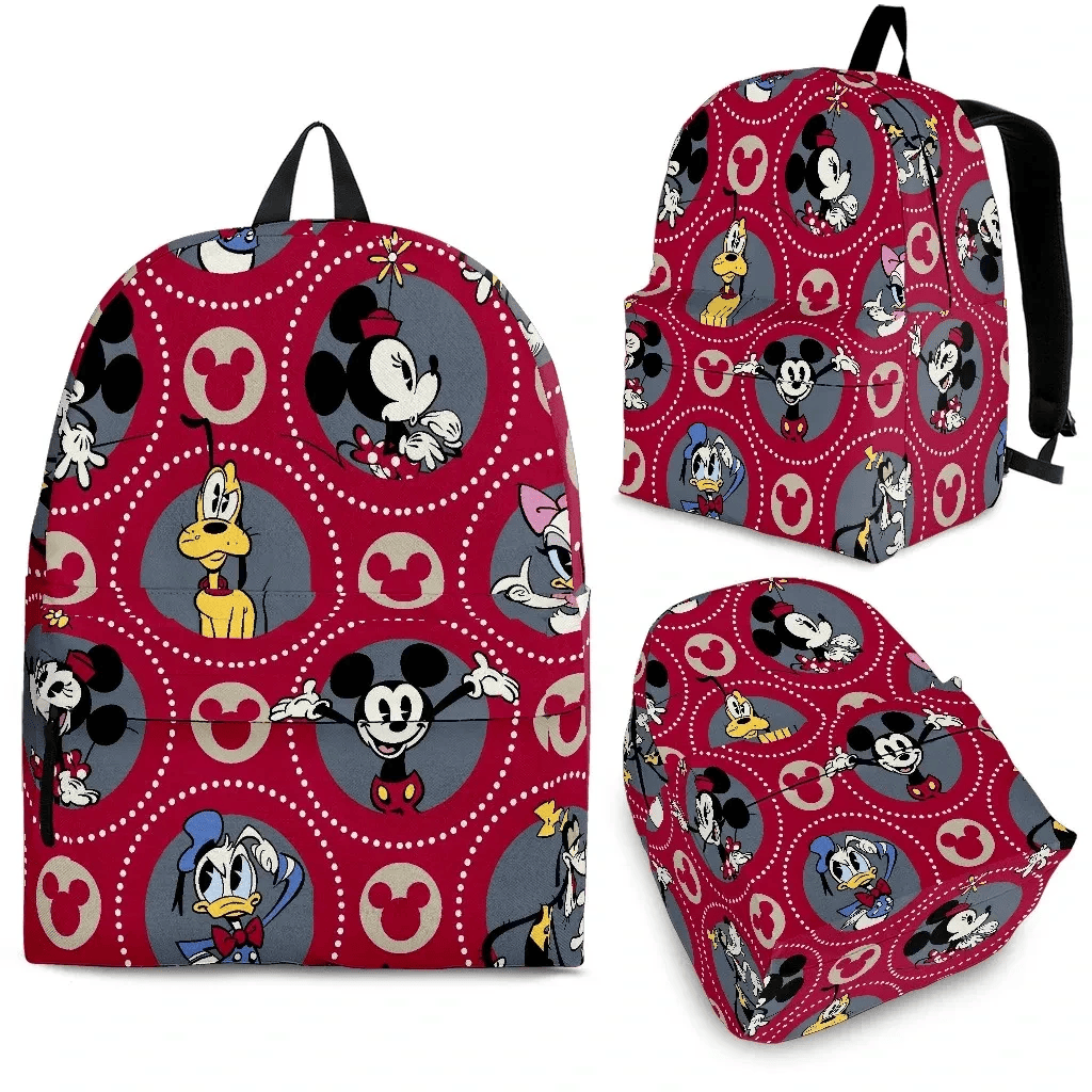 DN Backpack DN MM Goofy Donald Minnie Pattern Backpacks Red