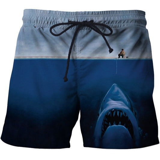 Shark Shorts Shark Under The Ice Beach Shorts Blue