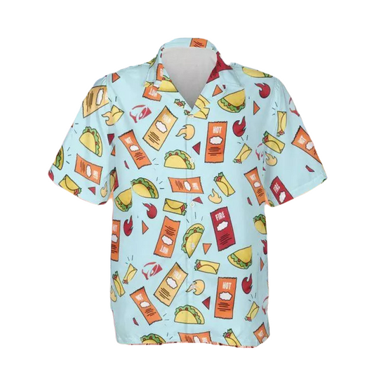 Funny Hawaii Shirt Funny Tacos Burito Hot Sauce Pattern Hawaiian Shirt Colorful Unisex