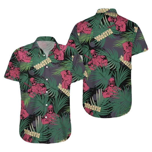 DP Hawaii Shirt MV DP Pose Tropical Leaves Pattern Hawaiian Shirt Green Red Unisex