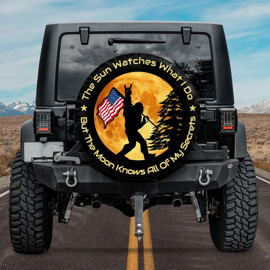 Bigfoot Spare Tire Cover Bigfoot The Sun Watches What I Do Tire Covers Black Yellow