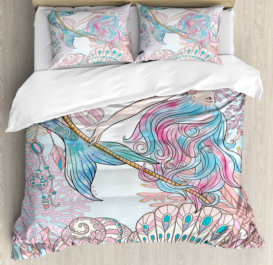 Mermaid Bedding Set Mermaid In The Deep Sea Duvet Covers Colorful Unique Gift