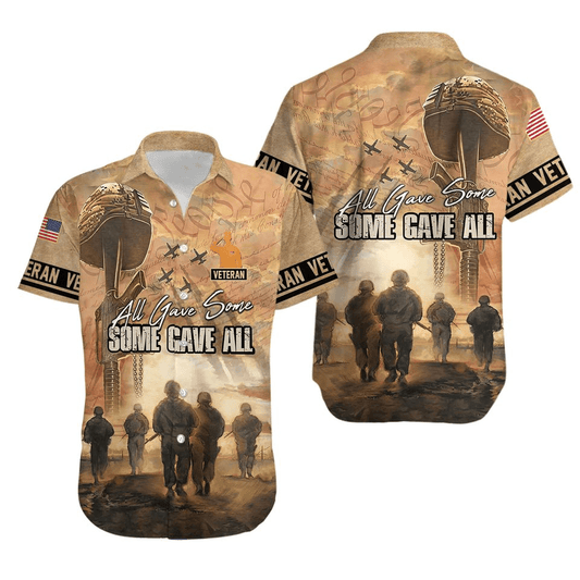 Veteran Hawaii Shirt All Gave Some Soldier Walking Hawaiian Shirt Brown Unisex