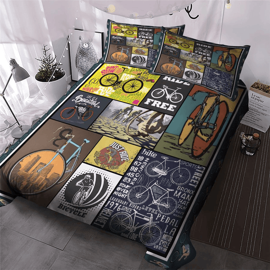 Bicycle Bedding Set Just Ride Ride Like A Wind Duvet Covers Colorful Unique Gift