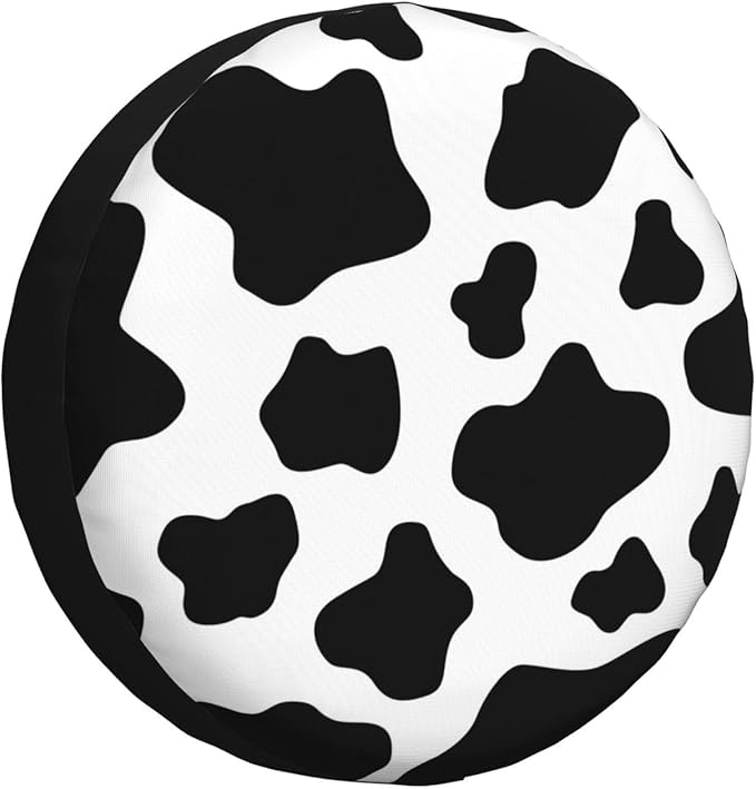 Cow Spare Tire Cover Cow Dot Fur Skin Pattern Tire Covers Black White