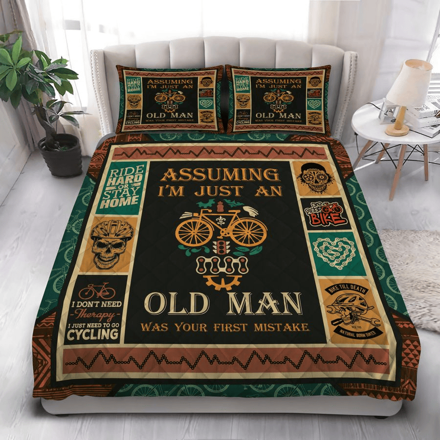 Bicycle Bedding Set Assuming I'm Just An Old Man Duvet Covers Brown Unique Gift